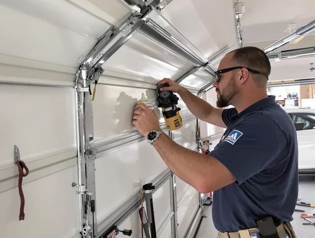 Plainville Garage Door Repair technician quieting a noisy garage door in Plainville