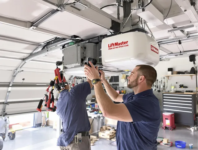 Plainville Garage Door Repair technician performing advanced diagnostics on garage opener in Plainville