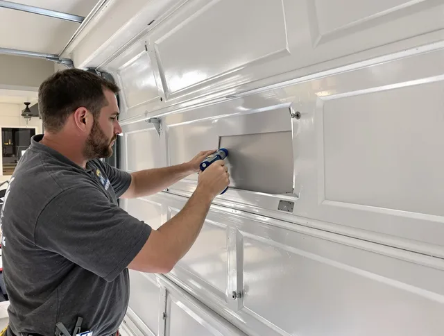 Garage door panel repair by Plainville Garage Door Repair in Plainville