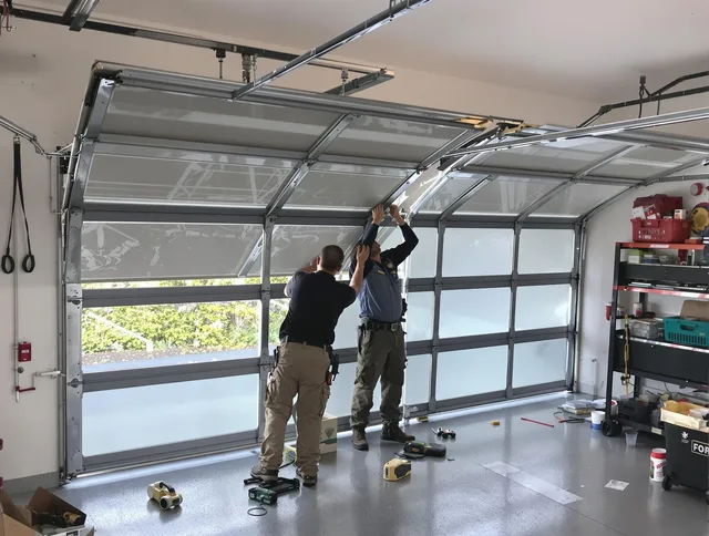 Plainville Garage Door Repair expert performing precise panel replacement on Plainville garage door